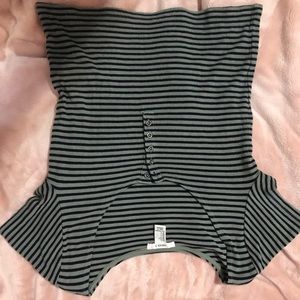 Forever 21 Green and Black Striped Henley Top